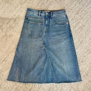 Tory Burch Deconstructed Denim Skirt